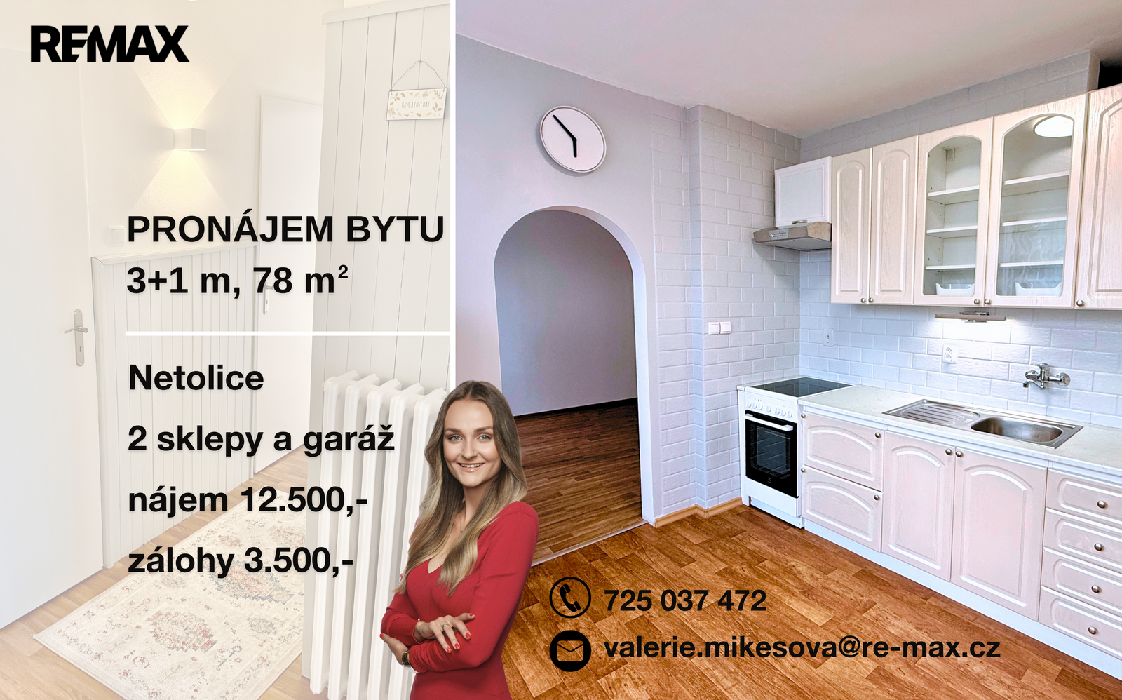 Pronájem bytu 3+1 v osobním vlastnictví, 72 m2, Netolice