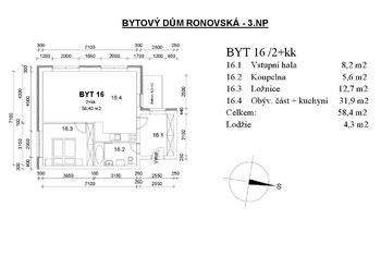 Prodej bytu 2+kk v osobním vlastnictví, 58 m2, Adamov