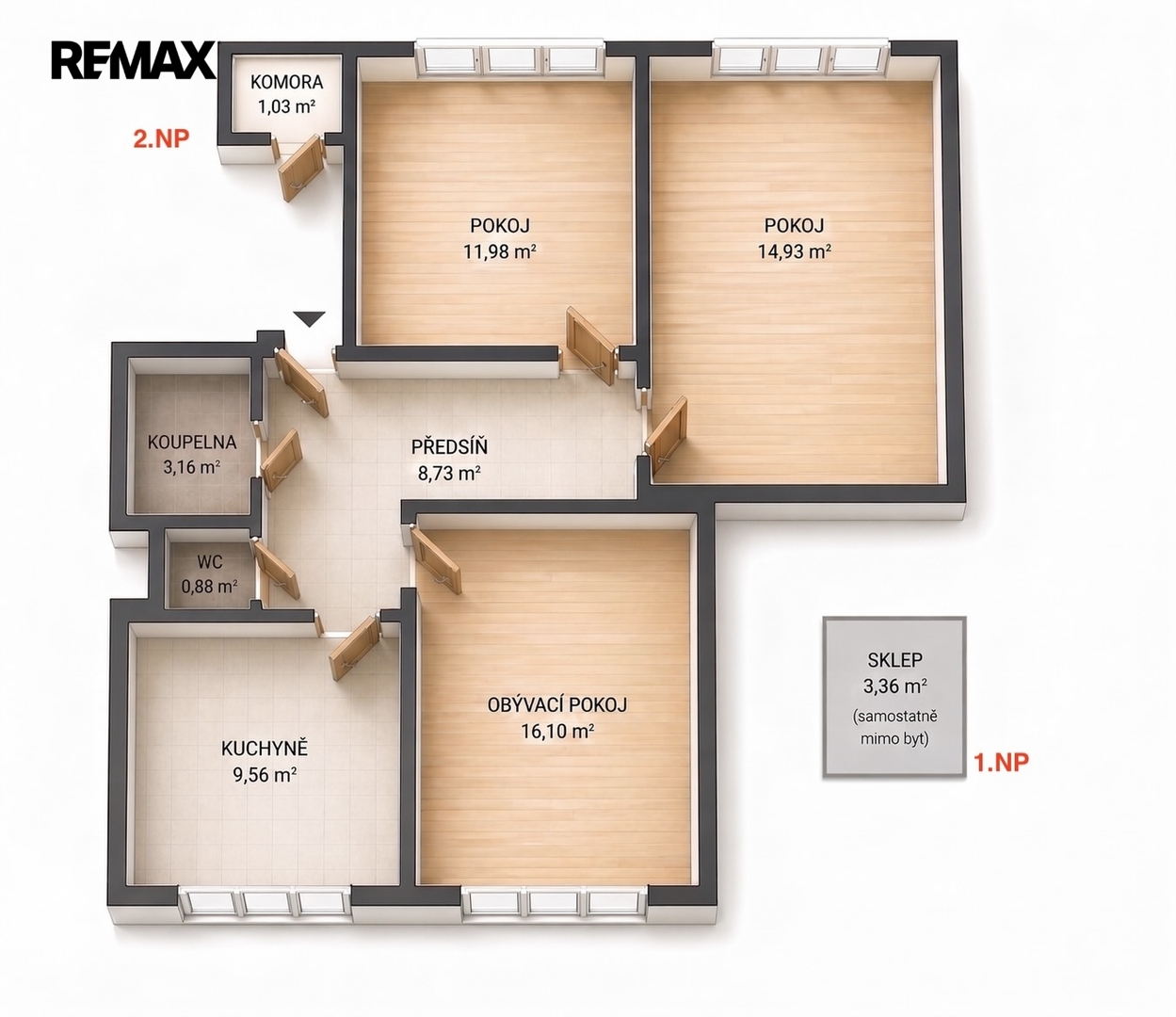 Prodej bytu 3+1 v osobním vlastnictví, 70 m2, Praha 4 - Podolí