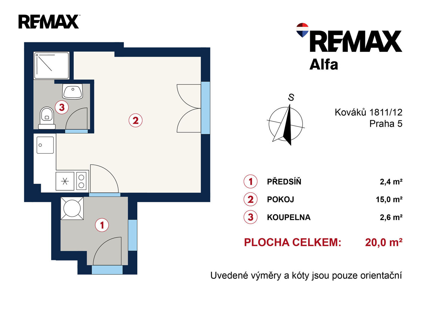 Prodej bytu 1+kk v osobním vlastnictví, 20 m2, Praha 5 - Smíchov