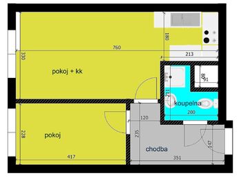 Prodej bytu 2+kk v osobním vlastnictví, 43 m2, Poděbrady