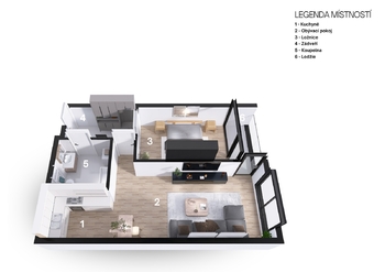 Pronájem bytu 2+kk v osobním vlastnictví, 52 m2, Chrudim