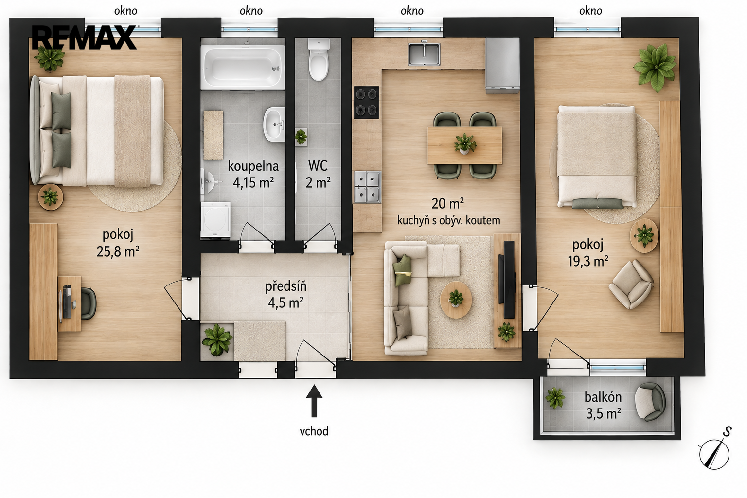 Pronájem bytu 3+kk v osobním vlastnictví, 80 m2, Brno