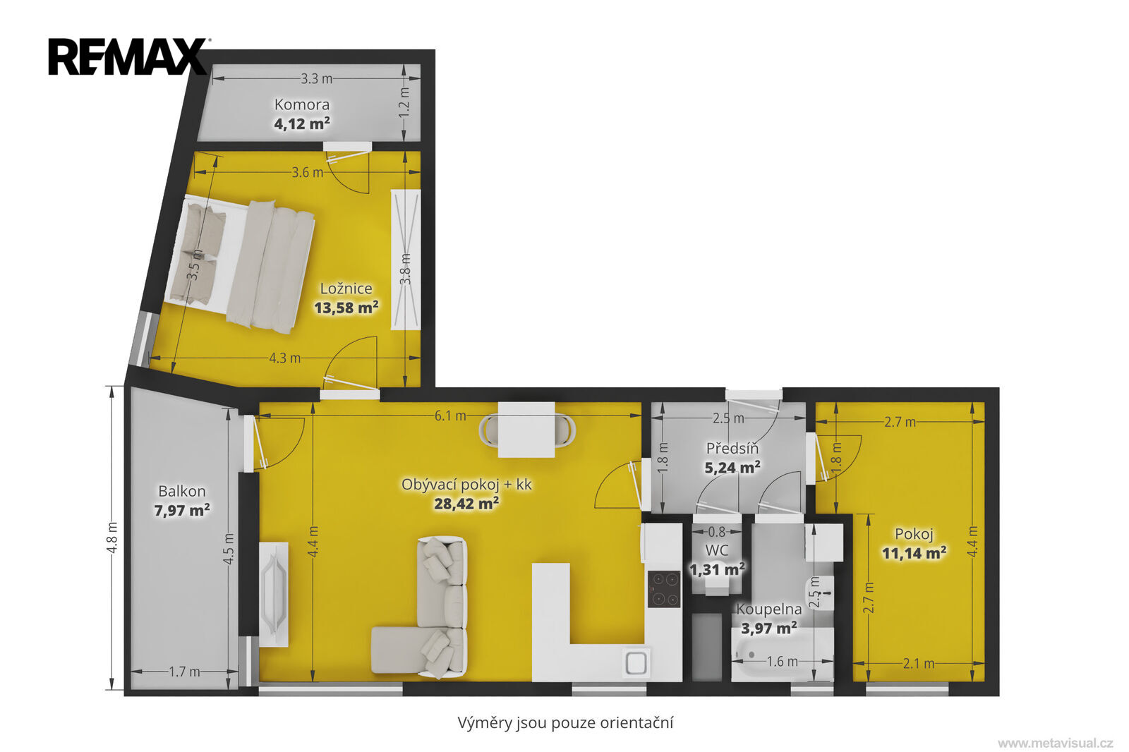 Pronájem bytu 3+kk, 68 m2, Praha