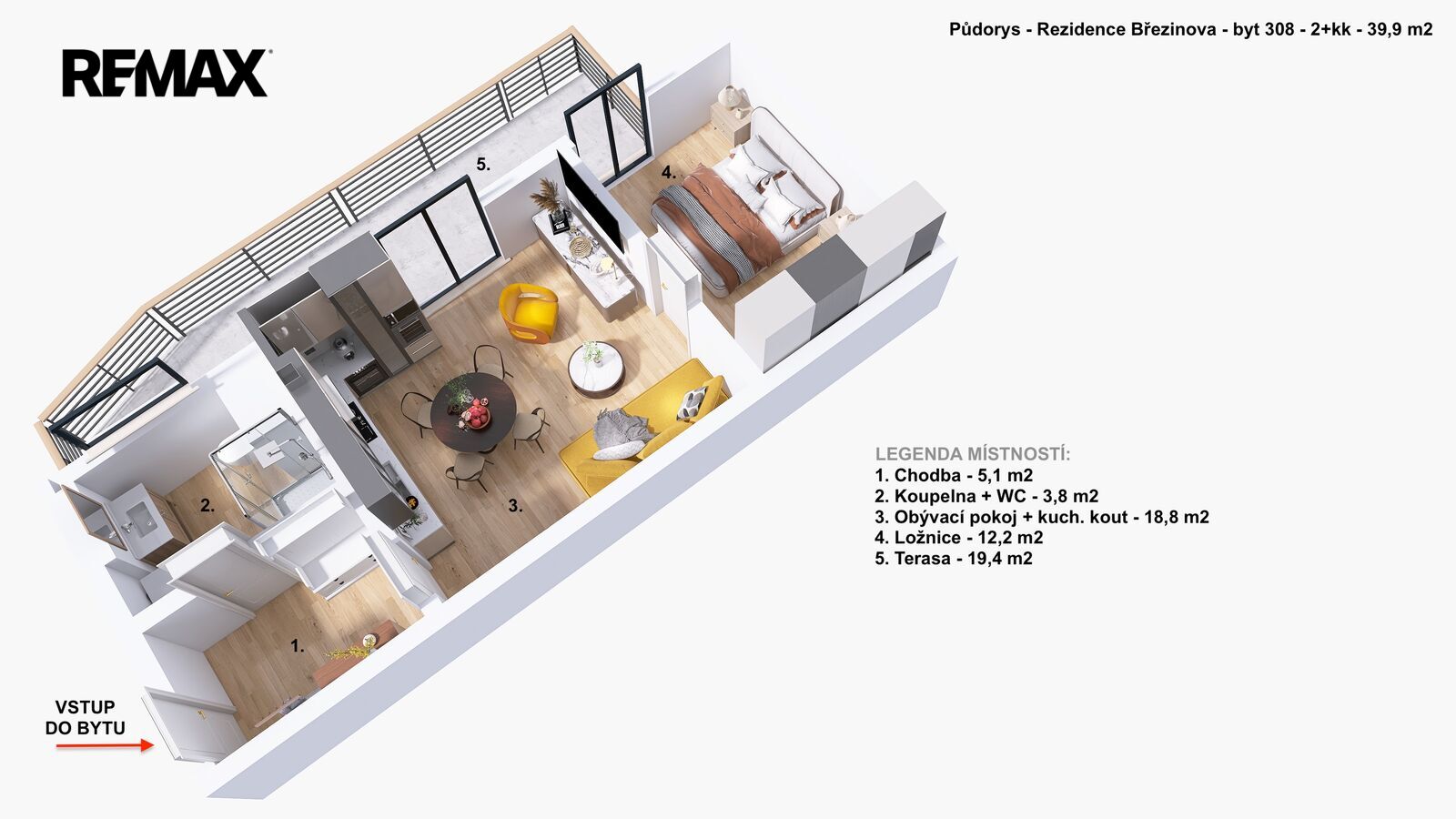 Pronájem bytu 2+kk v osobním vlastnictví, 39 m2, Prostějov