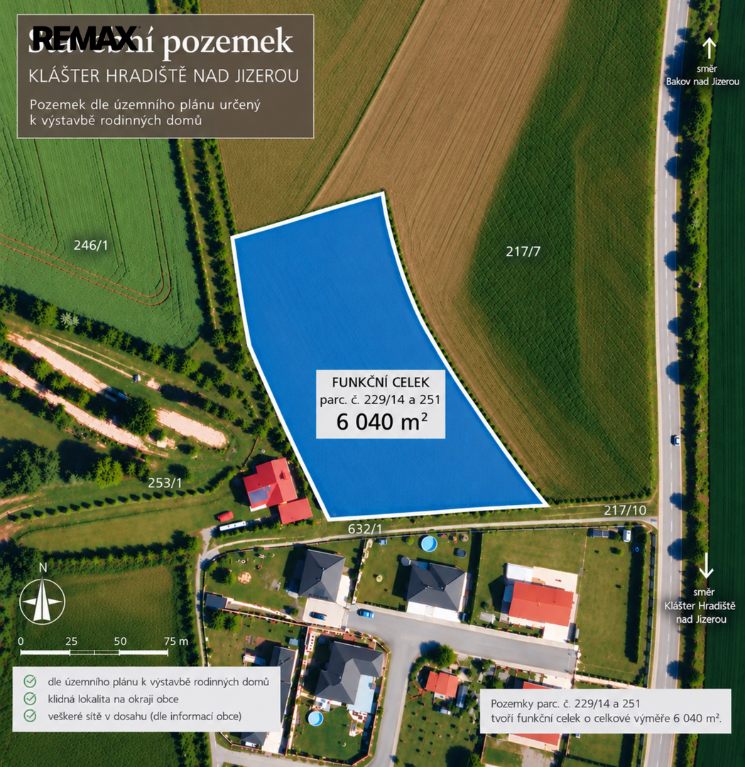 Prodej pozemku pro bydlení, 6040 m2, Klášter Hradiště nad Jizerou