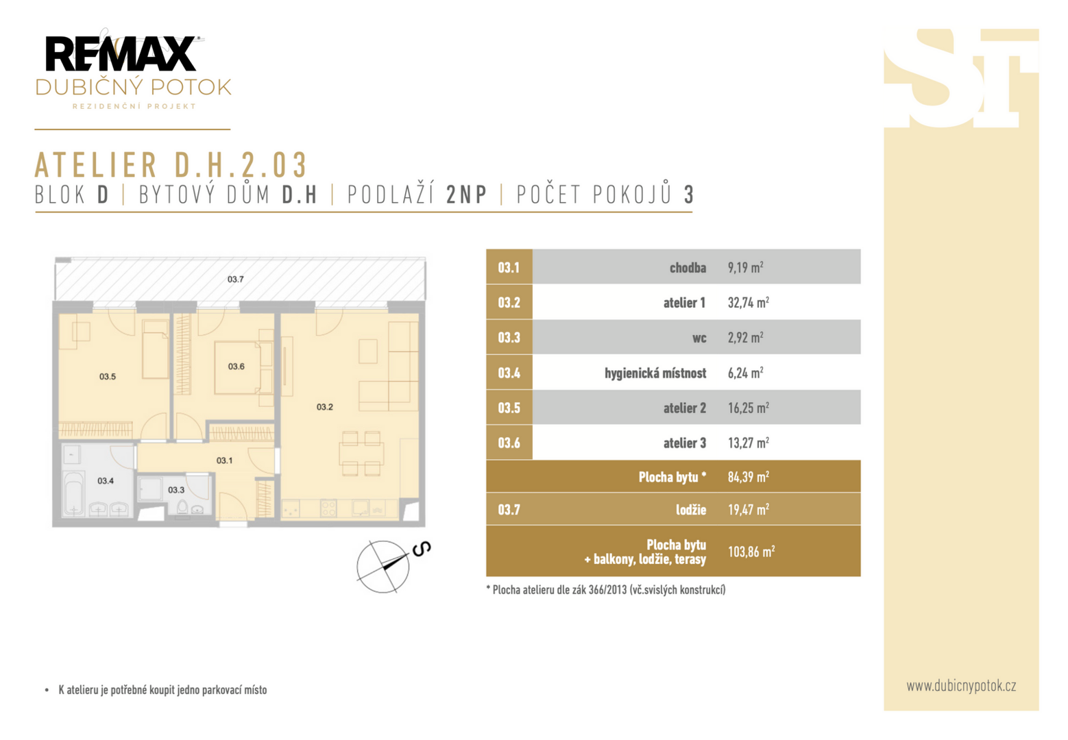 Prodej bytu 3+kk v osobním vlastnictví, 84 m2, České Budějovice