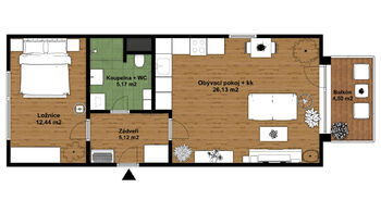 Pronájem bytu 2+kk v osobním vlastnictví, 51 m2, Plzeň